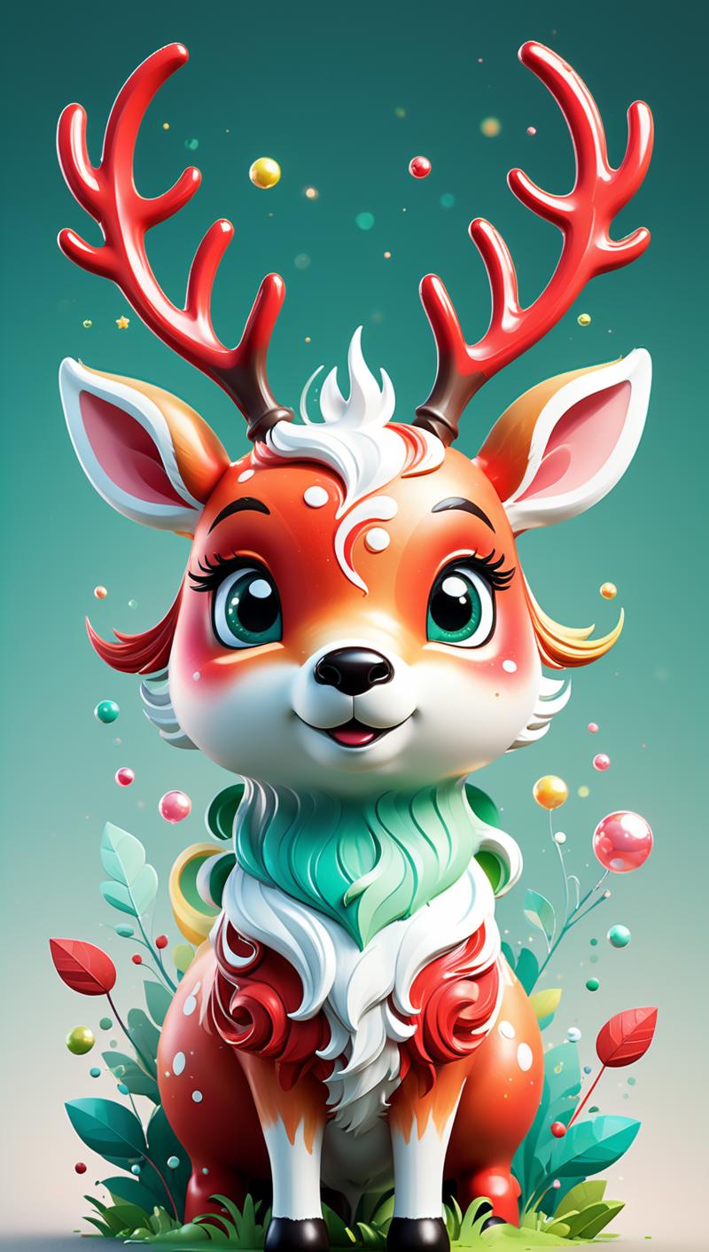 00422-555086616-A detailed illustration of a print of a colorful cute reindeer, fantasy swirls splash, modern t-shirt design, in the style of St.png